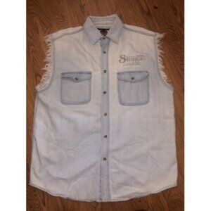 V Twin Motorcycle Apparel 2004 Sturgis Bike Week Mens Button Front Vest Shirt L